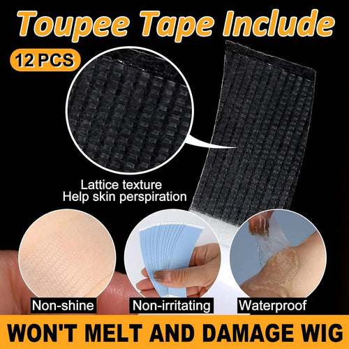 0.03 - 0.04mm Thin Skin 100% Human Hair Men's V - Looped Brown Wig PU Base Hair Replacement System - Skies The Limit Store LLC