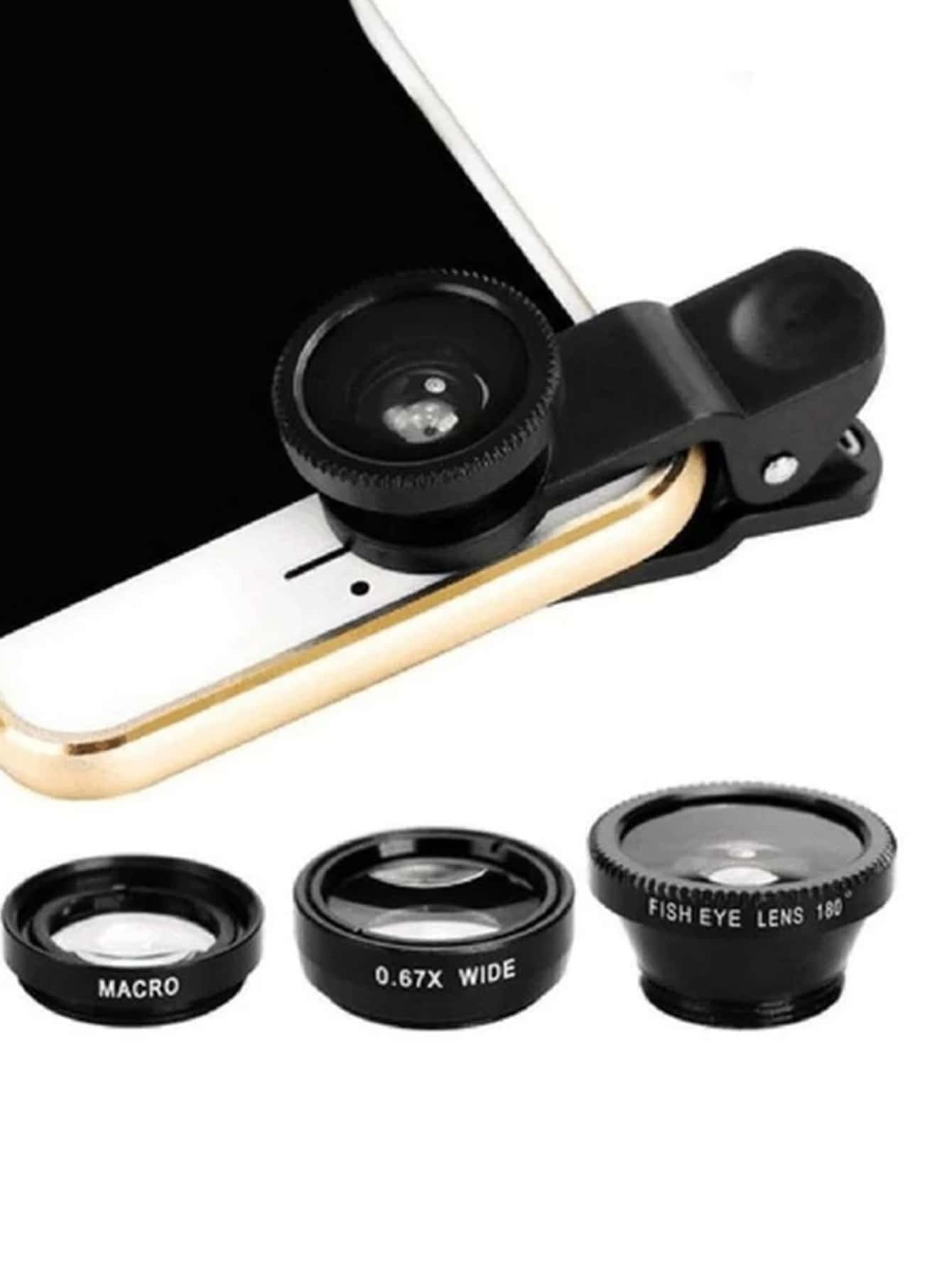 3 In 1 Phone Wide Angle Macro Fisheye Clip Lens Compatible With Iphone Android Phone For Summer Vacation, Travel, Creative Photography Phone Accessories, Phone Lens - Skies The Limit Store LLC