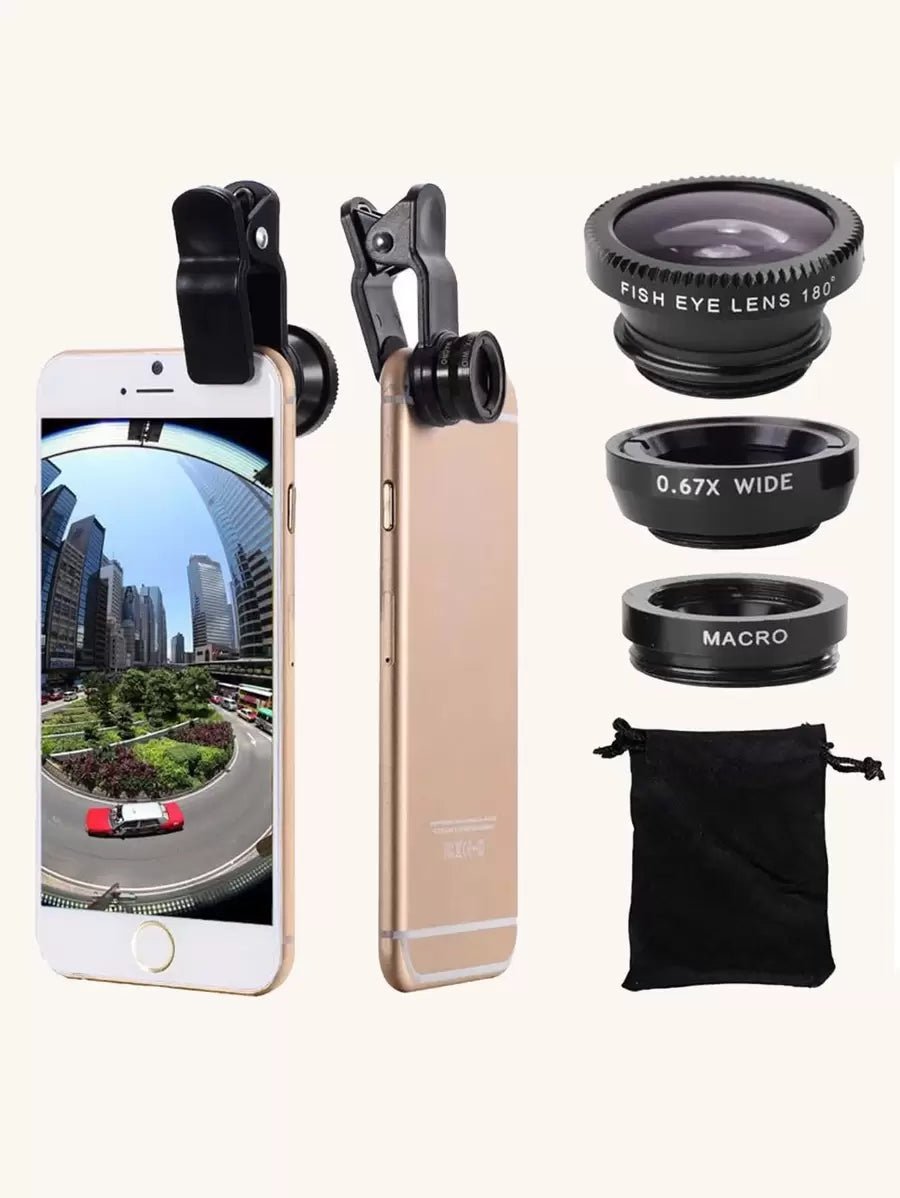 3 In 1 Phone Wide Angle Macro Fisheye Clip Lens Compatible With Iphone Android Phone For Summer Vacation, Travel, Creative Photography Phone Accessories, Phone Lens - Skies The Limit Store LLC