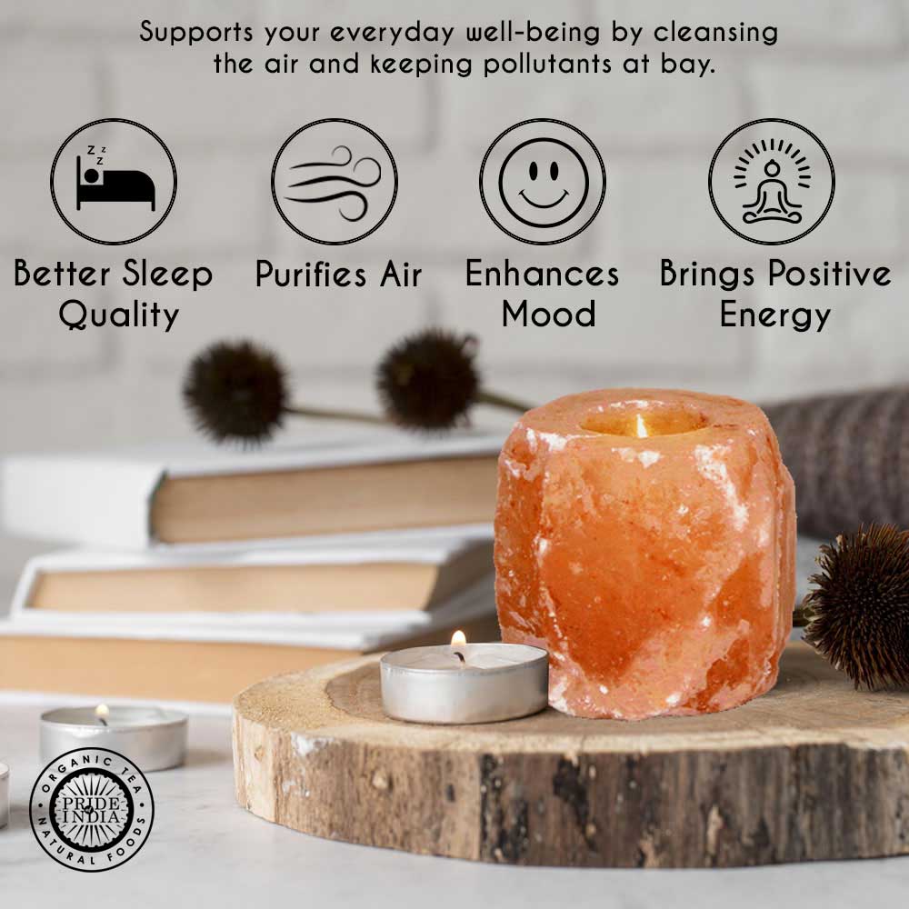 Himalayan Pink Salt Tea Light Holder by Pride of India – Salt Candle Holder – Room Décor Item – Great for Creating an Ambiance – Ideal for Home & Spa Uses – Natural Shape - Skies The Limit Store LLC