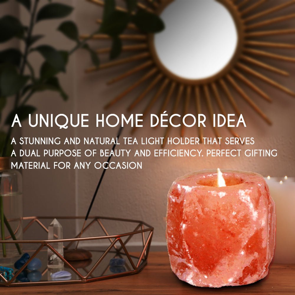 Himalayan Pink Salt Tea Light Holder by Pride of India – Salt Candle Holder – Room Décor Item – Great for Creating an Ambiance – Ideal for Home & Spa Uses – Natural Shape - Skies The Limit Store LLC