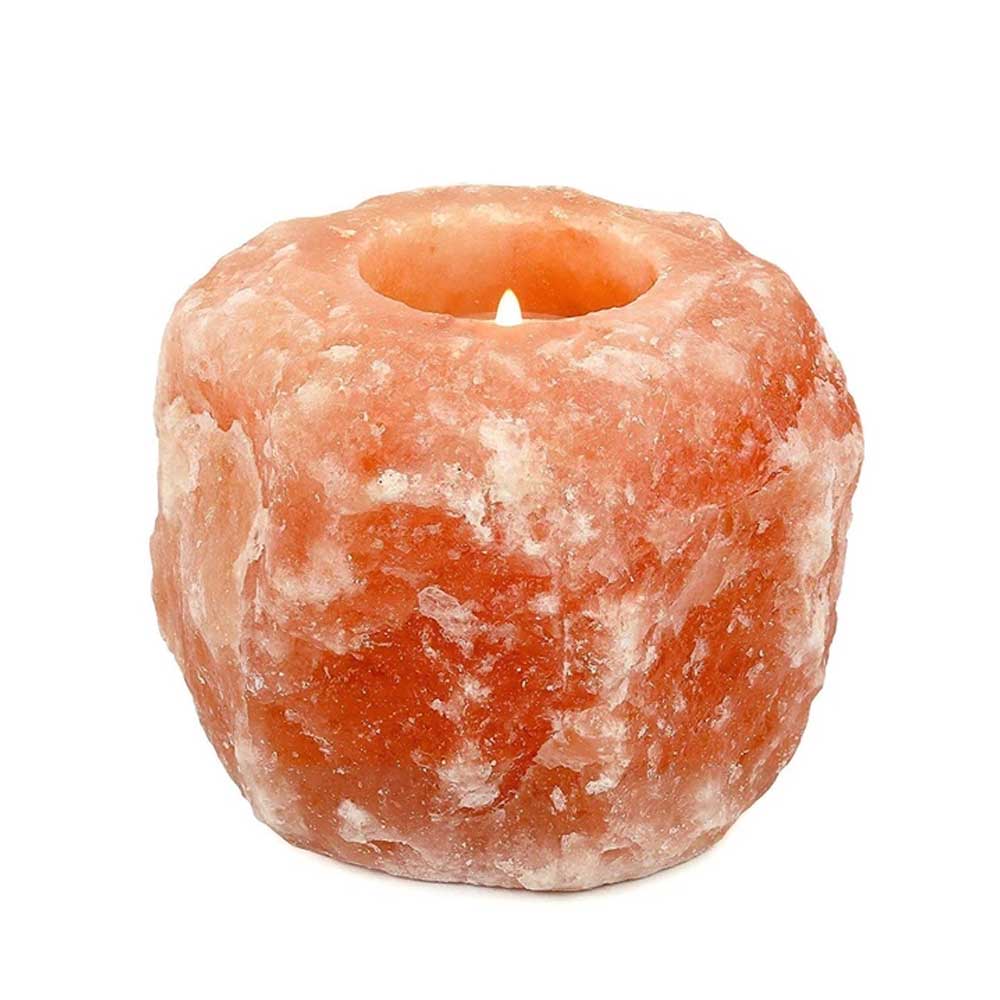 Himalayan Pink Salt Tea Light Holder by Pride of India – Salt Candle Holder – Room Décor Item – Great for Creating an Ambiance – Ideal for Home & Spa Uses – Natural Shape - Skies The Limit Store LLC