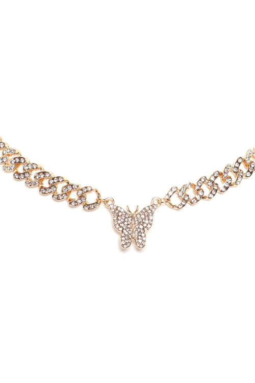 "Icy Butterfly Necklace in Gold - Dazzling Elegance for Every Occasion" - Skies The Limit Store LLC