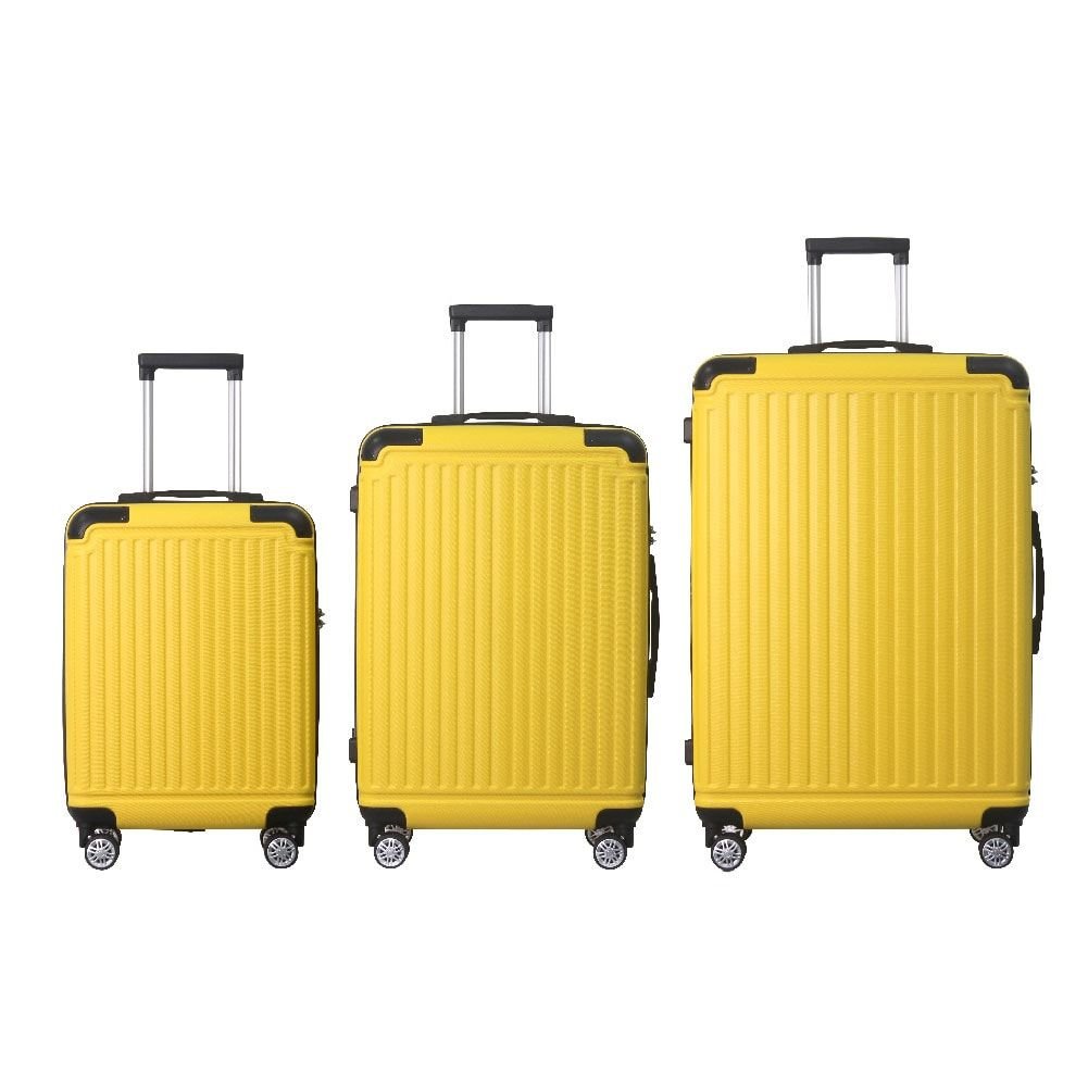 Lemon Yellow 3 - Piece Premium ABS Luggage Set - 20", 24", and 28" Suitcases with Multi - Position Handle, Silent Spinner Wheels, and TSA - Approved Lock - Durable, Stylish, and Spacious Travel Gear - Skies The Limit Store LLC