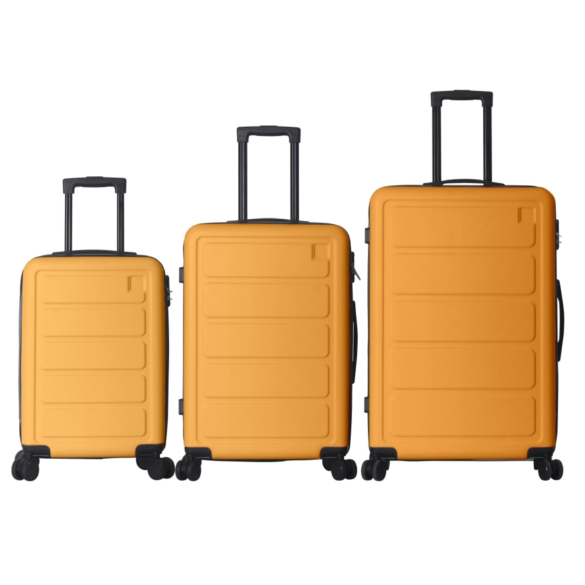 Luggage Sets ABS Hardshell 3pcs Luggage, Lightweight Durable Suitcase sets Spinner Wheels Suitcase 20''24''28'' (Yellow) - Skies The Limit Store LLC