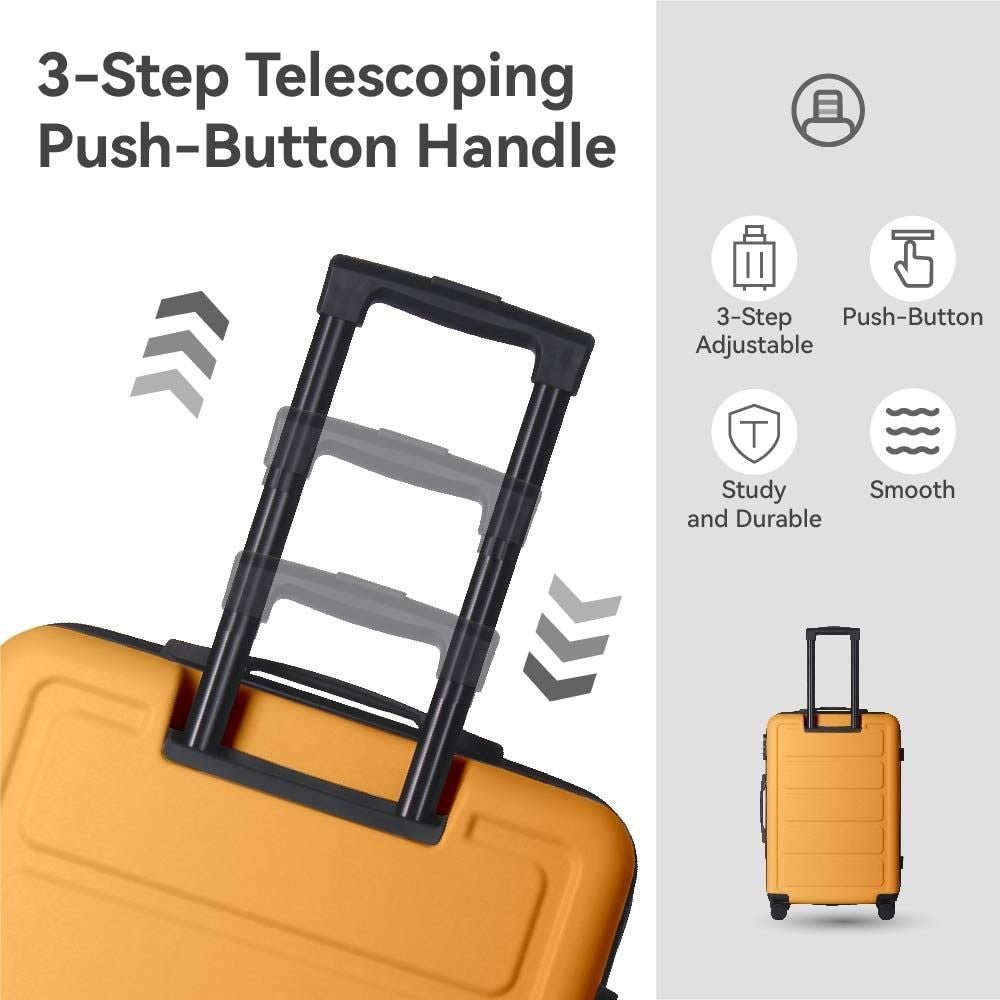 Luggage Sets ABS Hardshell 3pcs Luggage, Lightweight Durable Suitcase sets Spinner Wheels Suitcase 20''24''28'' (Yellow) - Skies The Limit Store LLC