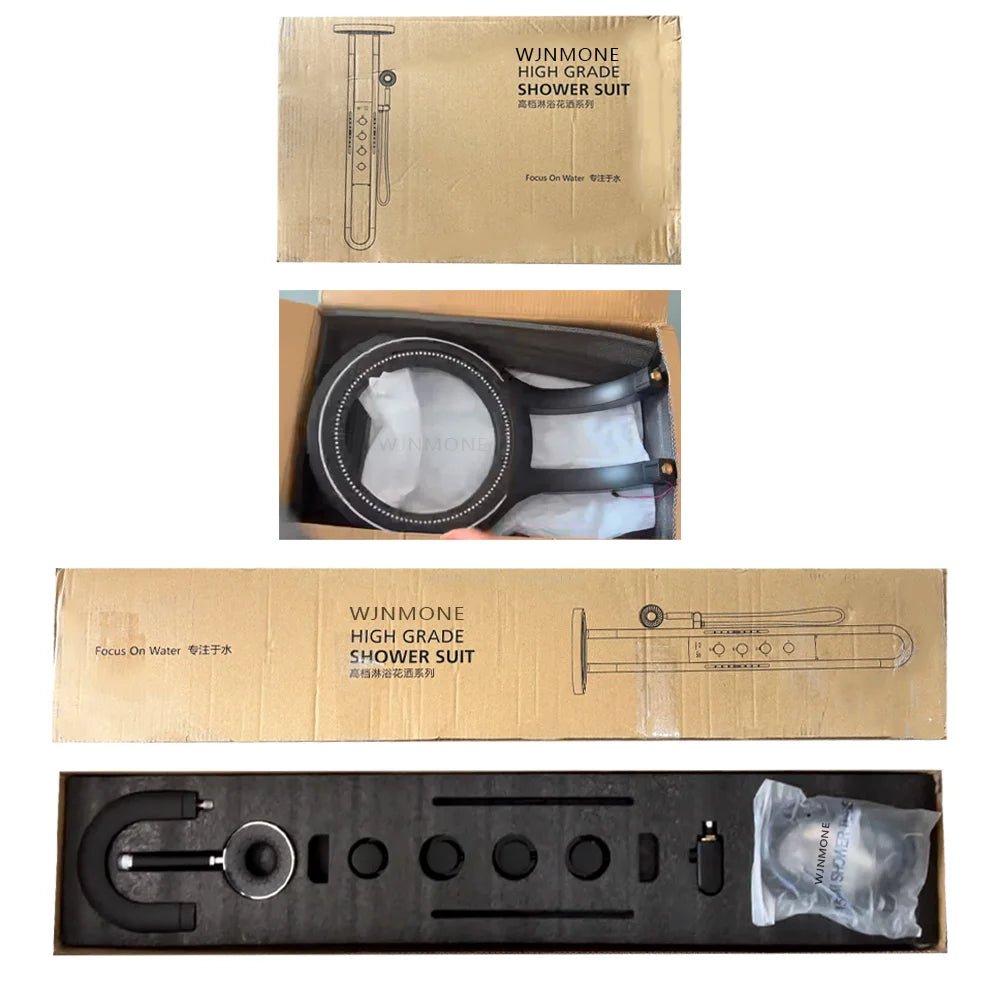 Modern High End Rainfall Shower Panel SPA Massage Jet Waterfall Showers Column Taps Set LED Display Smart Bathroom Shower System - Skies The Limit Store LLC