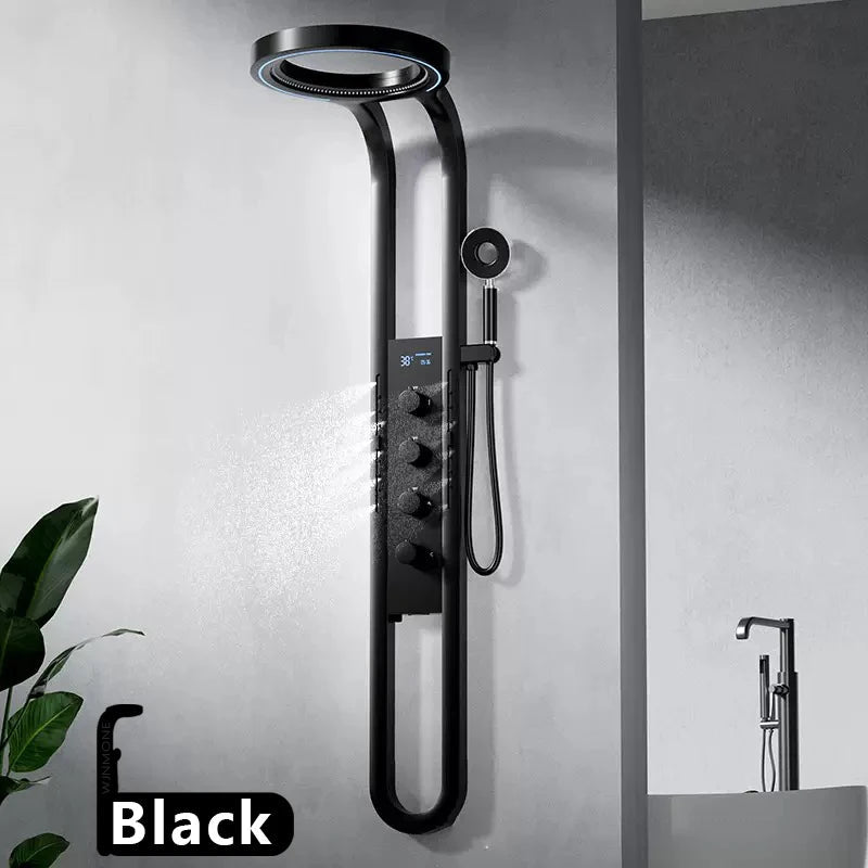 Modern High End Rainfall Shower Panel SPA Massage Jet Waterfall Showers Column Taps Set LED Display Smart Bathroom Shower System - Skies The Limit Store LLC