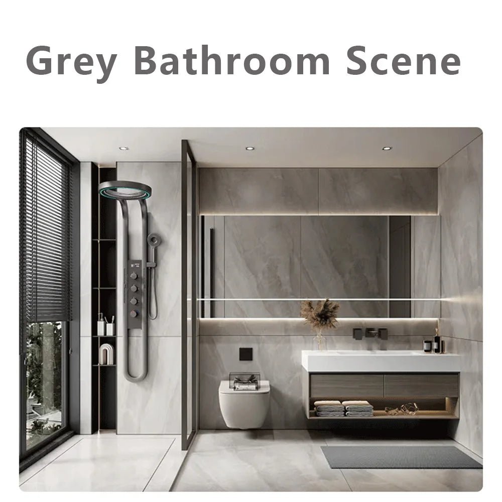 Modern High End Rainfall Shower Panel SPA Massage Jet Waterfall Showers Column Taps Set LED Display Smart Bathroom Shower System - Skies The Limit Store LLC