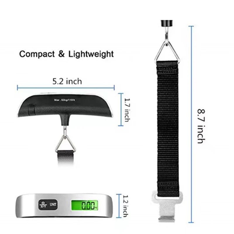 Portable Scale Digital LCD Display 110lb/50kg Electronic Luggage Hanging Suitcase Travel Weighs Baggage Bag Weight Balance Tools - Skies The Limit Store LLC