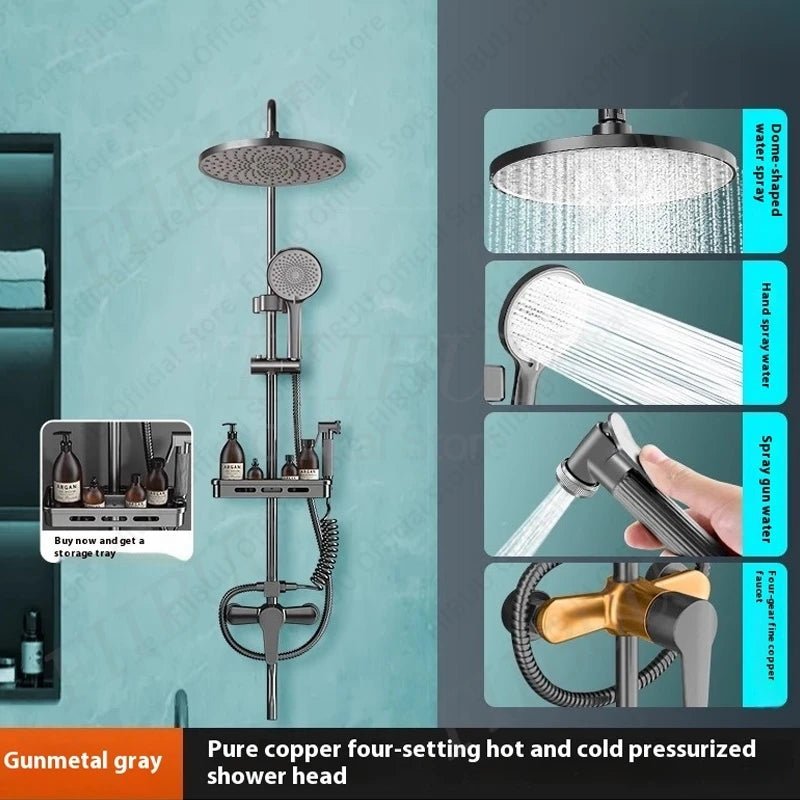 Pressure Water Massage Shower Set Water Saving Shower System Modern Minimalist Shower Head Combo Adjustable Bathroom Accessories - Skies The Limit Store LLC