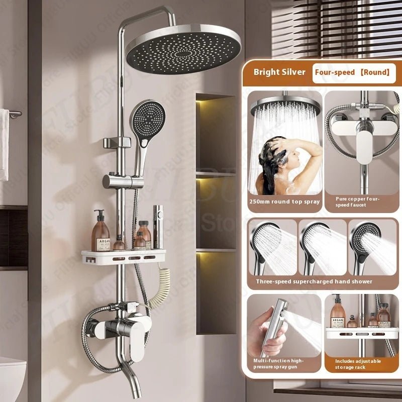 Pressure Water Massage Shower Set Water Saving Shower System Modern Minimalist Shower Head Combo Adjustable Bathroom Accessories - Skies The Limit Store LLC