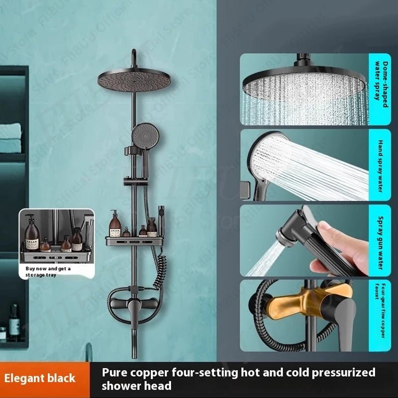 Pressure Water Massage Shower Set Water Saving Shower System Modern Minimalist Shower Head Combo Adjustable Bathroom Accessories - Skies The Limit Store LLC