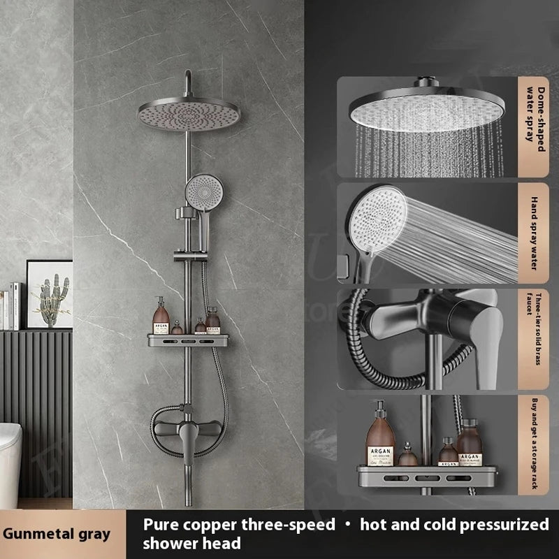 Pressure Water Massage Shower Set Water Saving Shower System Modern Minimalist Shower Head Combo Adjustable Bathroom Accessories - Skies The Limit Store LLC