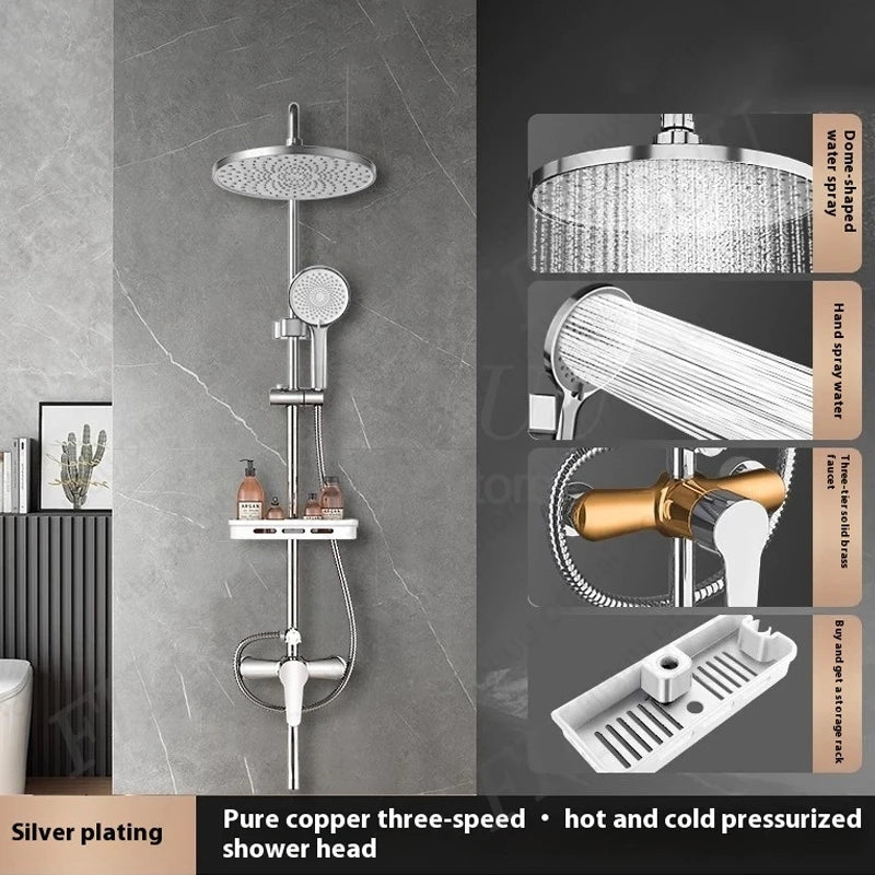 Pressure Water Massage Shower Set Water Saving Shower System Modern Minimalist Shower Head Combo Adjustable Bathroom Accessories - Skies The Limit Store LLC