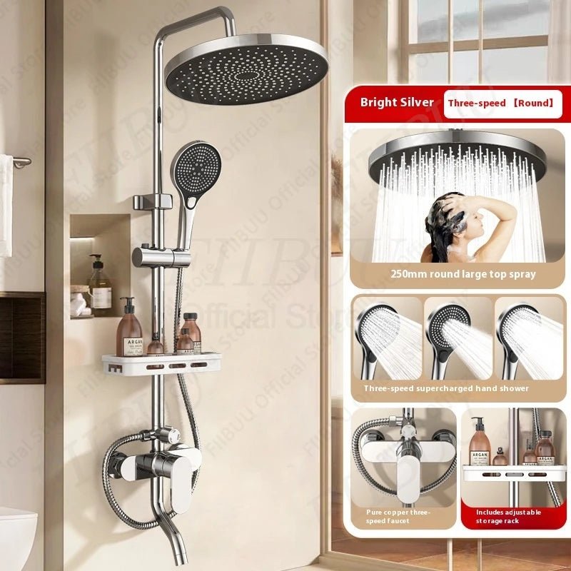 Pressure Water Massage Shower Set Water Saving Shower System Modern Minimalist Shower Head Combo Adjustable Bathroom Accessories - Skies The Limit Store LLC