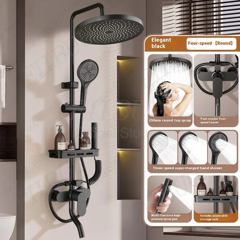 Pressure Water Massage Shower Set Water Saving Shower System Modern Minimalist Shower Head Combo Adjustable Bathroom Accessories - Skies The Limit Store LLC