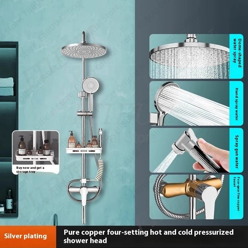 Pressure Water Massage Shower Set Water Saving Shower System Modern Minimalist Shower Head Combo Adjustable Bathroom Accessories - Skies The Limit Store LLC