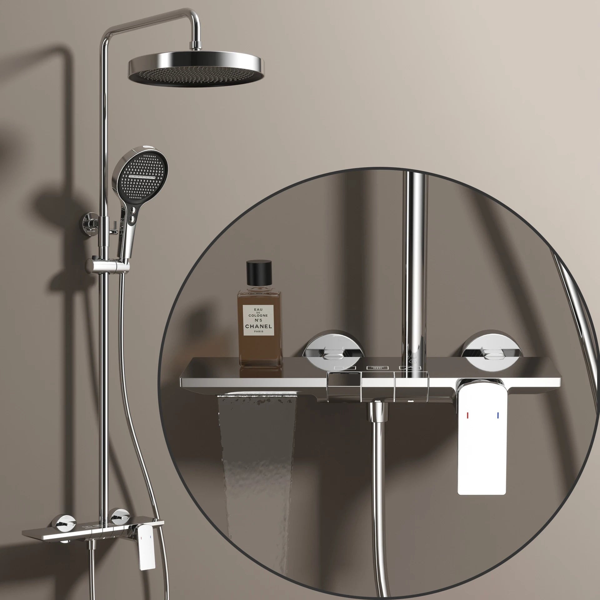 Rose Gold Piano Bathroom Shower System Solid Brass Bathroom Faucet Accessories Rain Shower Head Hot Cold Piano Shower Set - Skies The Limit Store LLC