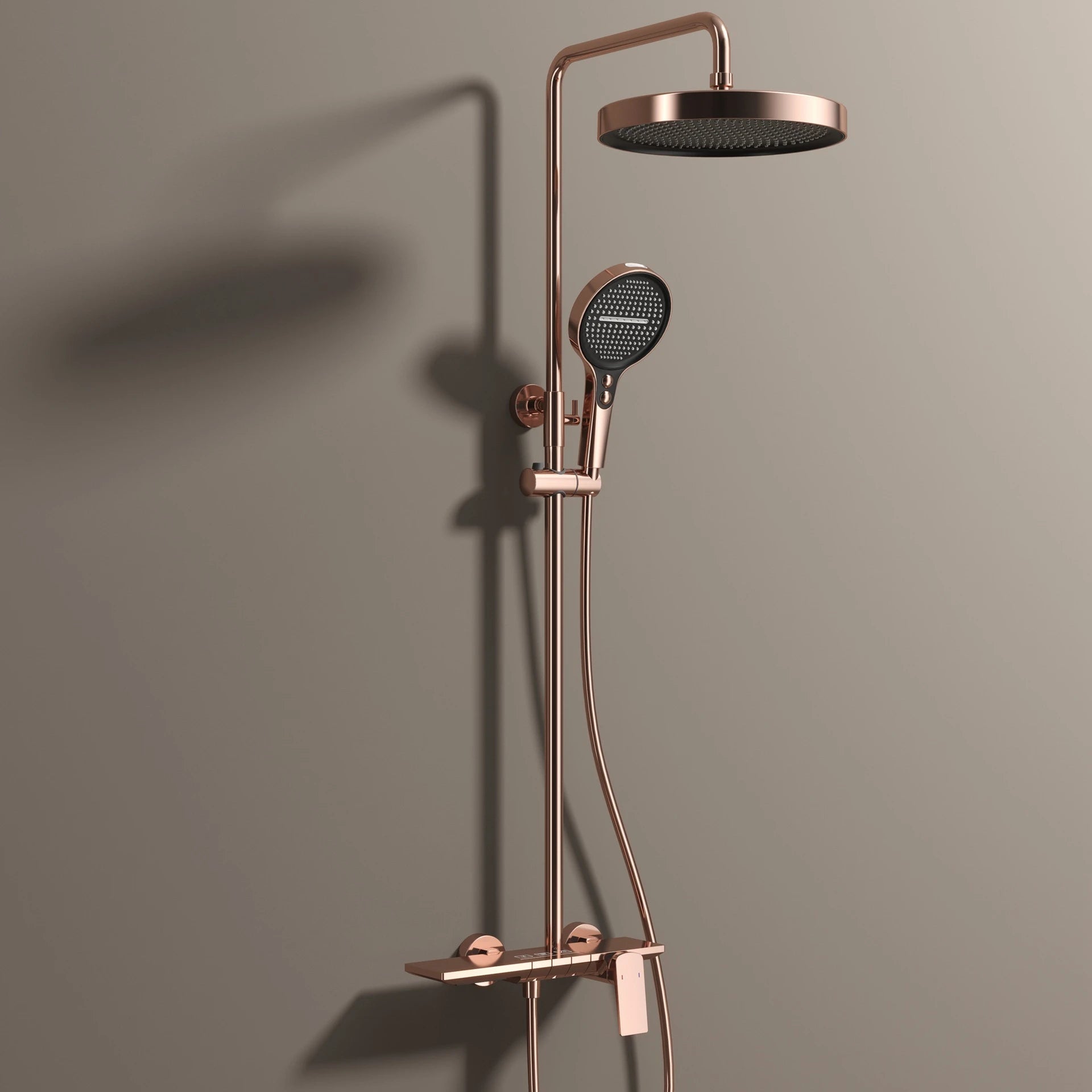 Rose Gold Piano Bathroom Shower System Solid Brass Bathroom Faucet Accessories Rain Shower Head Hot Cold Piano Shower Set - Skies The Limit Store LLC