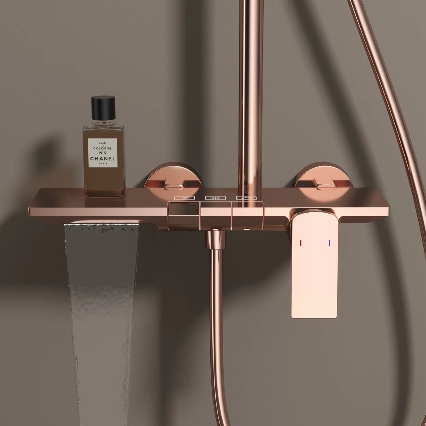 Rose Gold Piano Bathroom Shower System Solid Brass Bathroom Faucet Accessories Rain Shower Head Hot Cold Piano Shower Set - Skies The Limit Store LLC