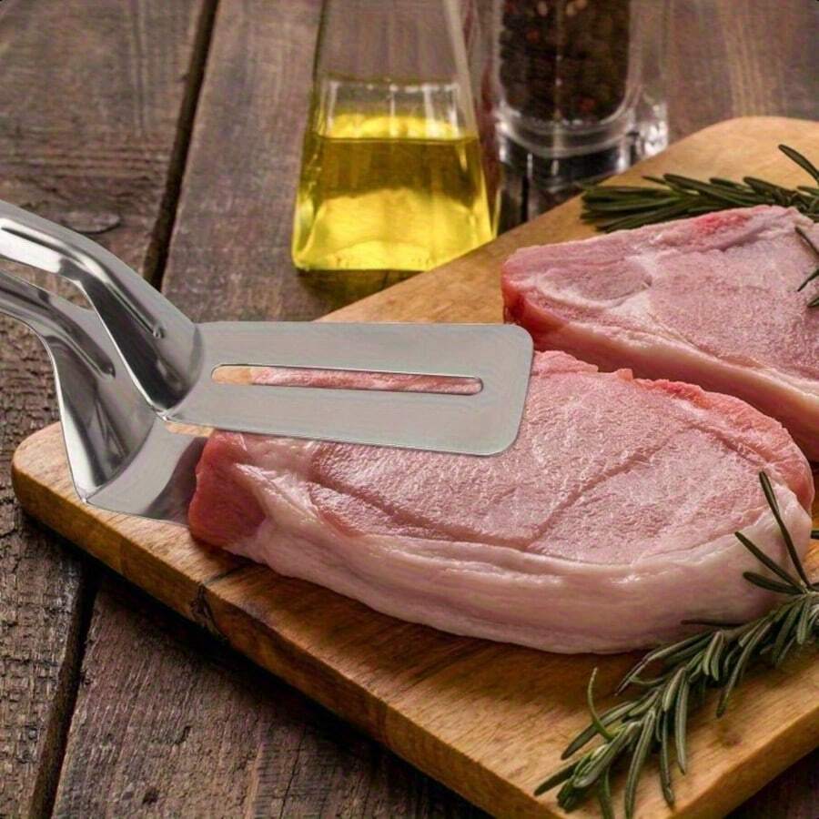 Stainless Steel Fish Turner & Food Tongs - Multi - Use Kitchen Tool For Frying, Grilling & Serving - Skies The Limit Store LLC