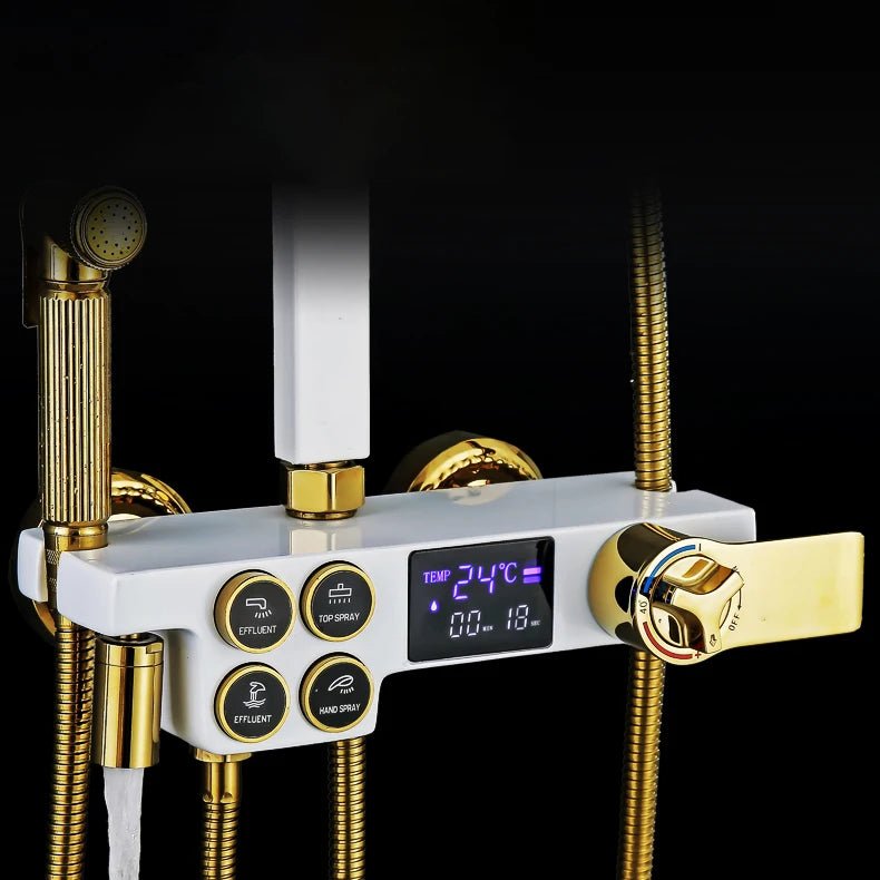 Thermostatic Bathroom Shower System Set Solid Brass Bathroom Faucets Accessories Rain Shower Head Hot Cold Bathroom Shower Set - Skies The Limit Store LLC