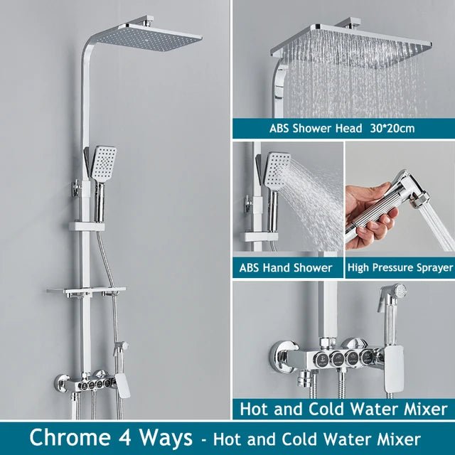 Thermostatic Bathroom Shower System Set Solid Brass Bathroom Faucets Accessories Rain Shower Head Hot Cold Bathroom Shower Set - Skies The Limit Store LLC