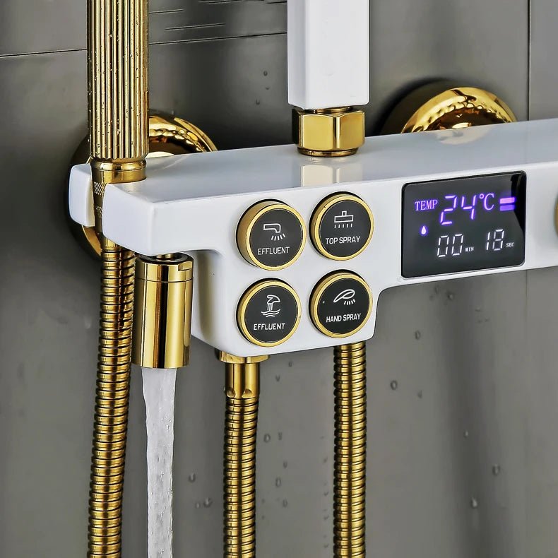 Thermostatic Bathroom Shower System Set Solid Brass Bathroom Faucets Accessories Rain Shower Head Hot Cold Bathroom Shower Set - Skies The Limit Store LLC