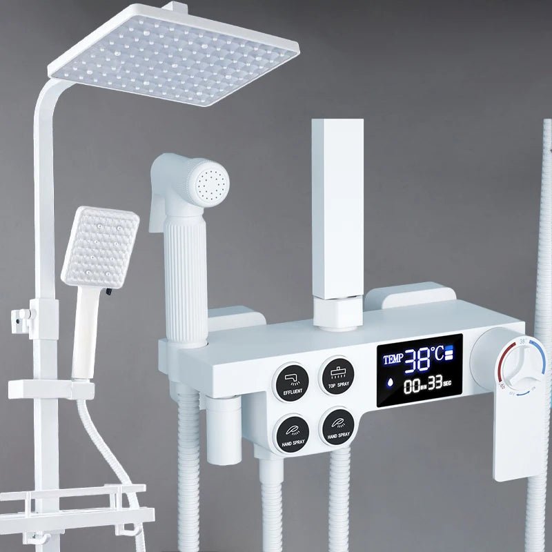 Thermostatic Bathroom Shower System Set Solid Brass Bathroom Faucets Accessories Rain Shower Head Hot Cold Bathroom Shower Set - Skies The Limit Store LLC