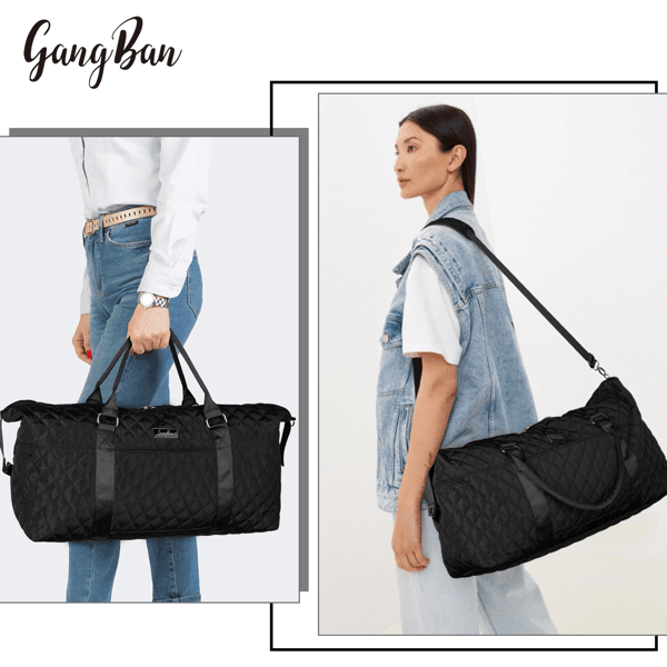 Travel Duffel Bag for Women, Large Overnight Weekender with Adjustable Strap, Wet Pocket, Carry On Sports Tote, Hospital Bag - Black - Skies The Limit Store LLC