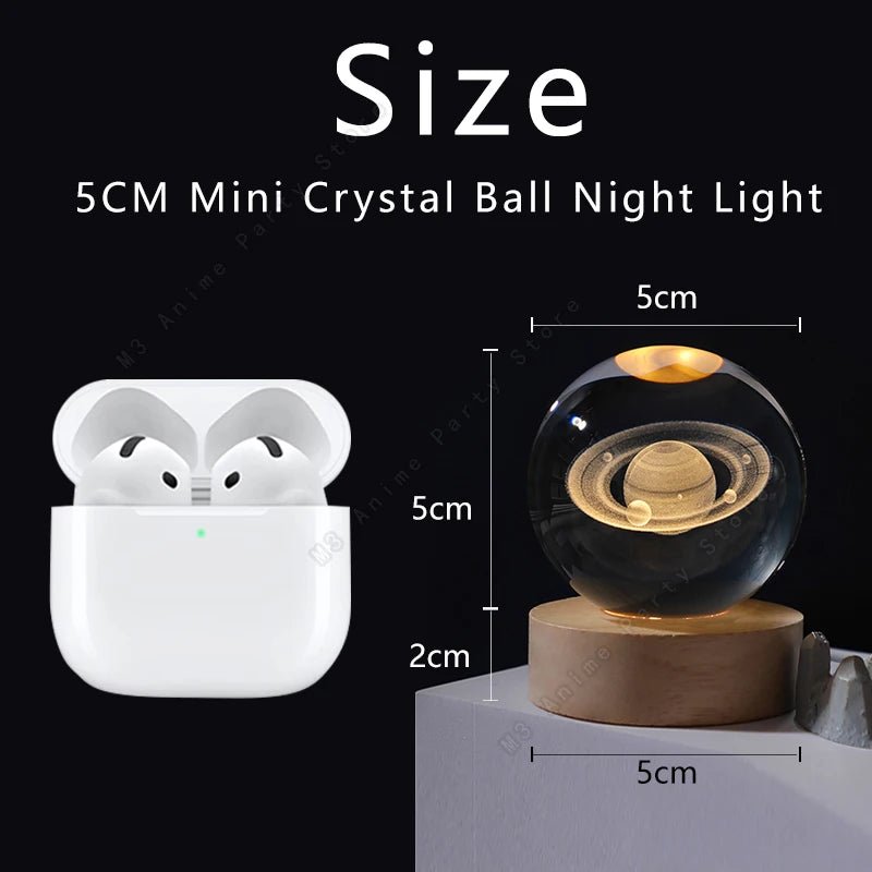 Unique 3D Crystal Ball Night Light Led Lamp Bedside Table Glowing Galaxy Lamp Saturn Planets Moon Children Birthday Gift Toy 5cm - Skies The Limit Store LLC