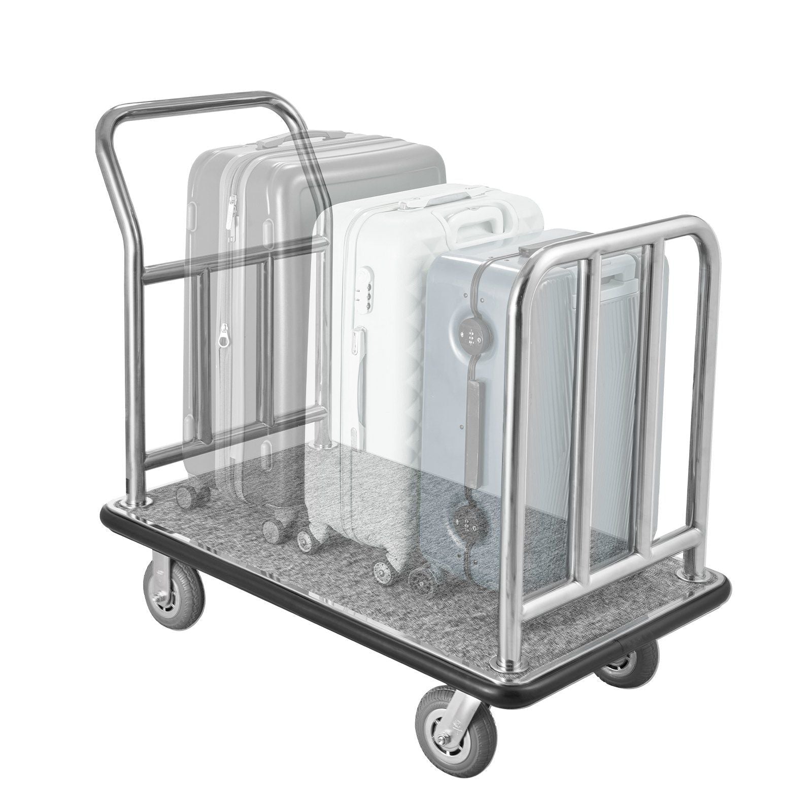 VEVOR Hotel Luggage Cart, 750 LBS Load Capacity, Deluxe Platform Truck with Removable Front Frame, Valet Cart with Grey Carpeted Deck and 6 - inch Rubber Wheels, Ideal for Hotels, Condos, Resorts - Skies The Limit Store LLC